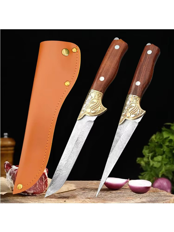GuanQi Allzweckmesser aus Edelstahl mit Holzgriff und Messerscheide als Ausbeinemesser und Küchenmesser - Bild 7