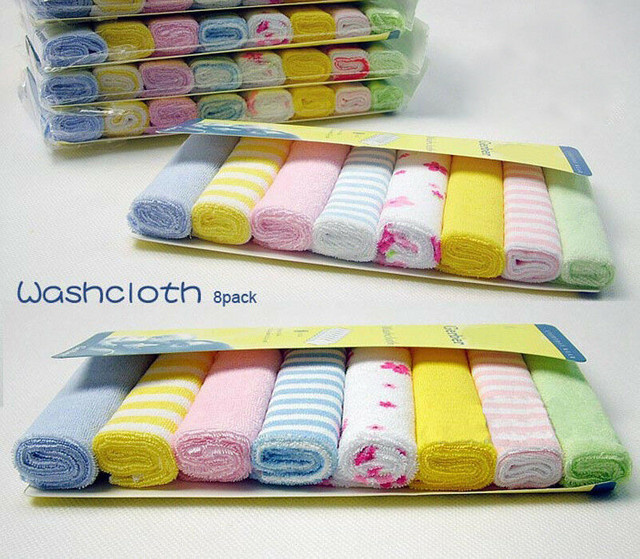 8-teiliges Baby-Waschlappen-Set aus Bio-Baumwolle, weiche und saugfähige Speicheltücher für Neugeborene in Multicolour - Bild 1