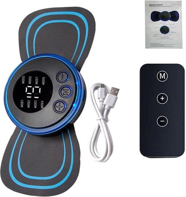 emsa EMS-Nackenmassagegerät mit Fernbedienung, multifunktionales tragbares Mini-Pulsmassagepflaster zur Muskelstimulation für Halswirbelsäule, Beine und Körper, Schwarz - Bild 1