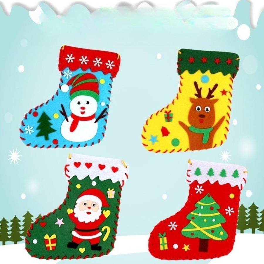 OONBIFFY Bastel-Weihnachtsstrümpfe Bastelset Vliesmaterial Bunt - Bild 4