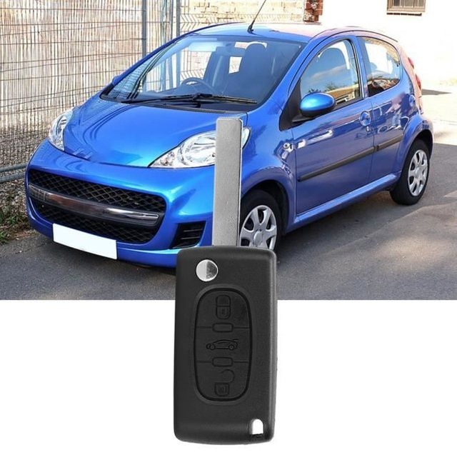 Vvikizy Fernbedienungshülle mit 3 Tasten in Schwarz für Peugeot 107 207 307 407 408 Auto-Airbag - Bild 1