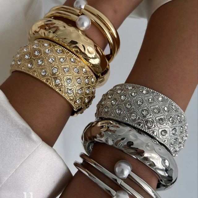 Ingemark Armreifen Metall, Perle, Gold, Unisex - Bild 1