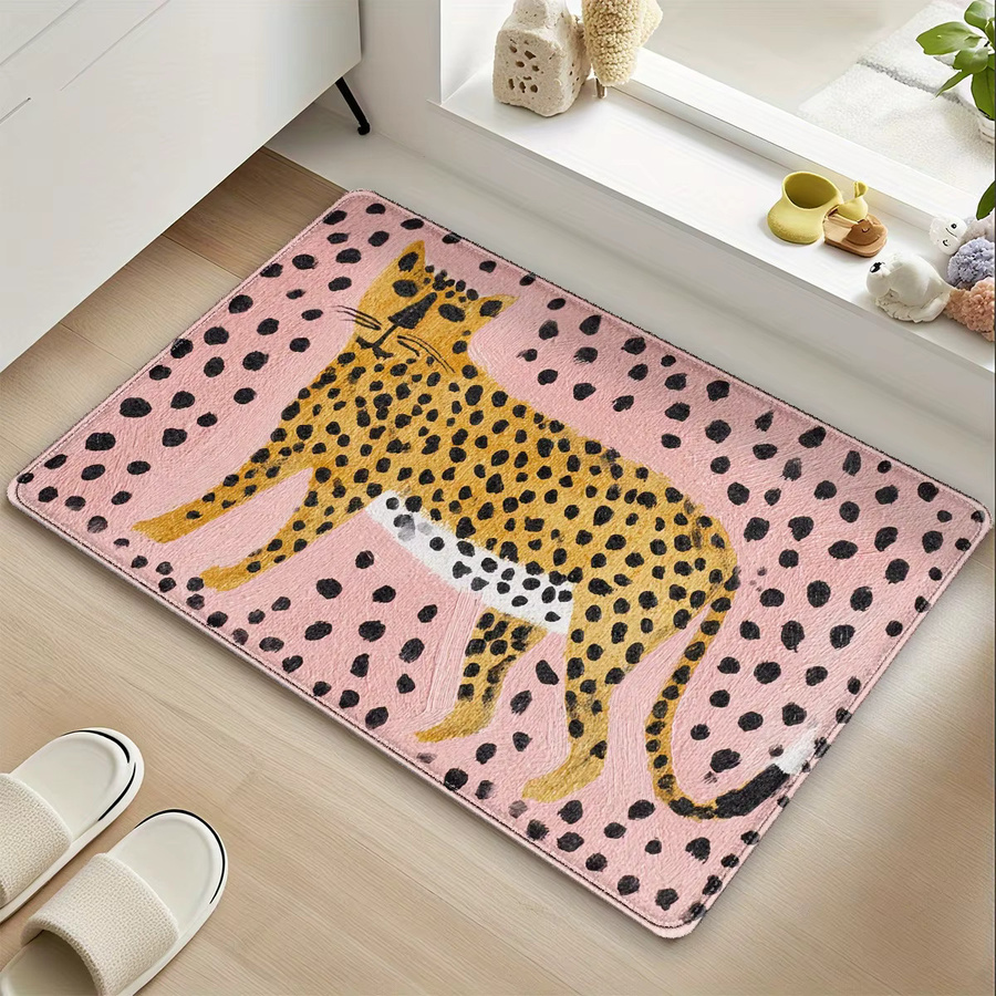 VIKAMA Bodenmatte mit Leopardenmuster in Pink für Küche, Wohnzimmer oder Schlafzimmer - Bild 2