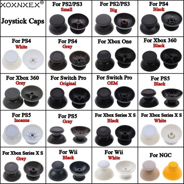 XOXNXEX 3D Analog Joystick Pilzkappen-Griffe für PS2 PS3 PS4 PS5, Xbox One 360 Series S X und WiiU NGC Gamepad Controller in Weiß - Bild 1