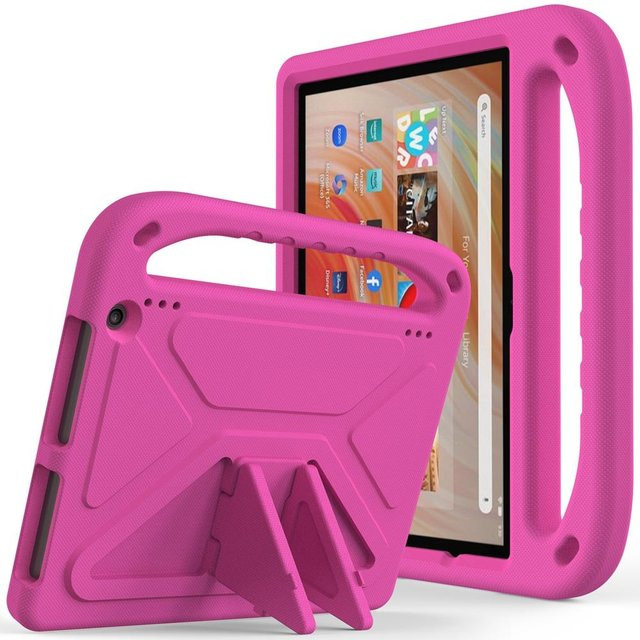 Ubasy Stoßfeste EVA Hülle für Amazon Fire HD 10 Plus Max (11. und 13. Generation, 2021/2023) mit Griff und Ständer in Rose Rot - Bild 1
