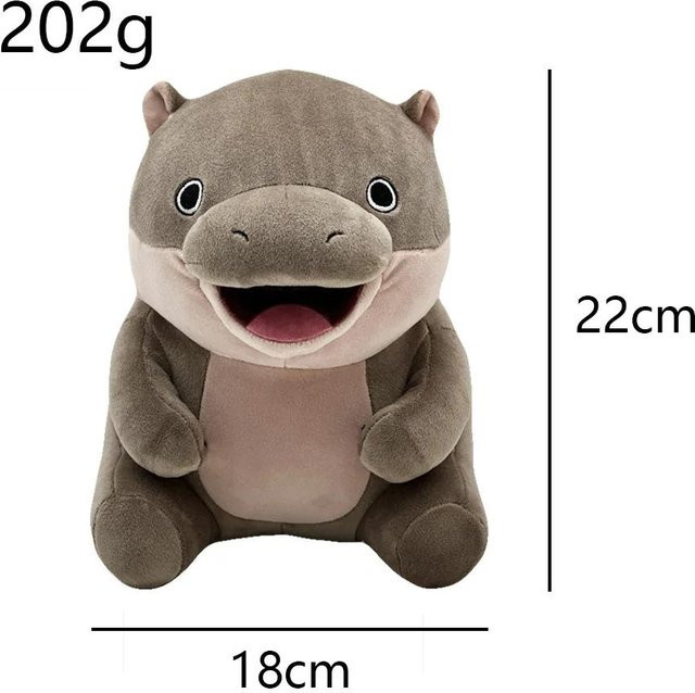 Yiran toy Moo Deng Plüschtier Flusspferd, 22cm, Grau - Bild 1
