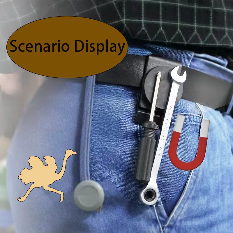 Magnetische Werkzeug-Gürtelklemme in Schwarz mit verstellbarem Gummi-Wrap für Schrauben und Hardware - Bild 2