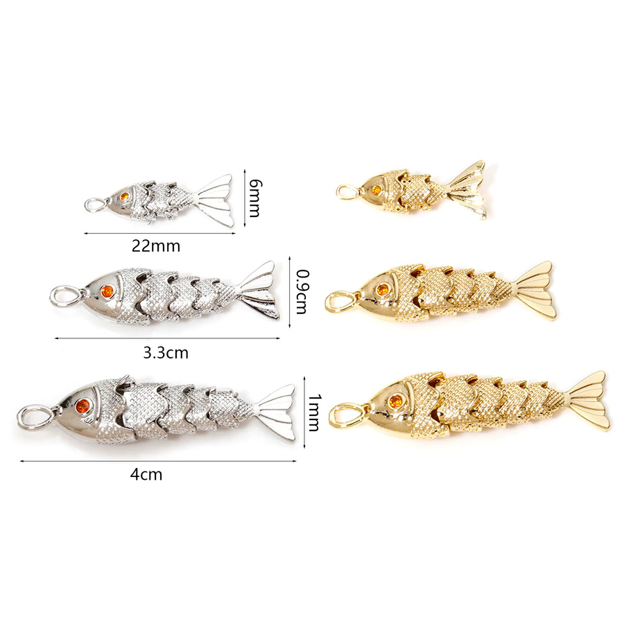 Anhänger Kupfer, goldene Fischform, roter Zirkonia, Unisex - Bild 2