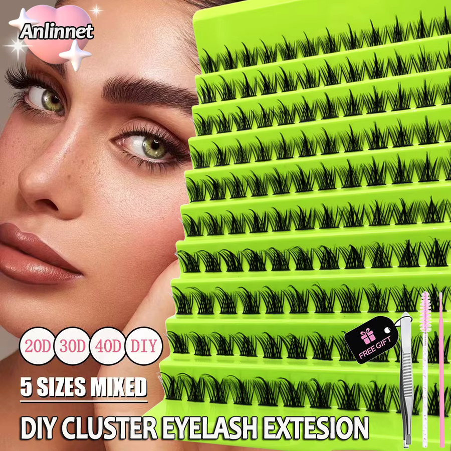 Anlinnet Wimpern Cluster, Black, Natürlich, Unisex - Bild 2