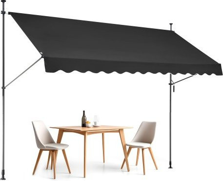 VEVOR Klemmmarkise Schwarz, Balkonmarkise mit Handkurbel und höhenverstellbarem Gestell, B/H: 350 x 120 cm - Bild 1