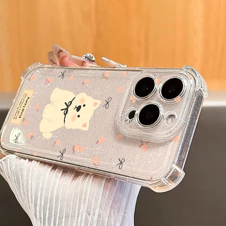 Stoßfeste Silikon-Glitzer-Handyhülle mit Cartoon-Tier-Design für Apple iPhone 16 Pro Max - Bild 4