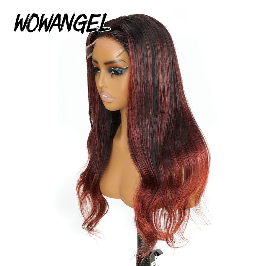 WOWANGEL Rote Ombre Echthaarperücke, 5X5 HD Lace Closure, Damen - Bild 3
