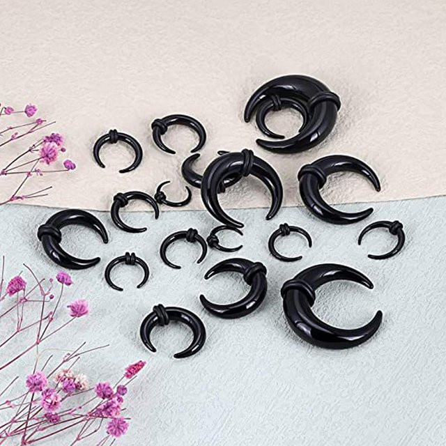 WKOUD Septum Pincher Taper C-Form, 18 Stück, Acryl, schwarz, Damen - Bild 1