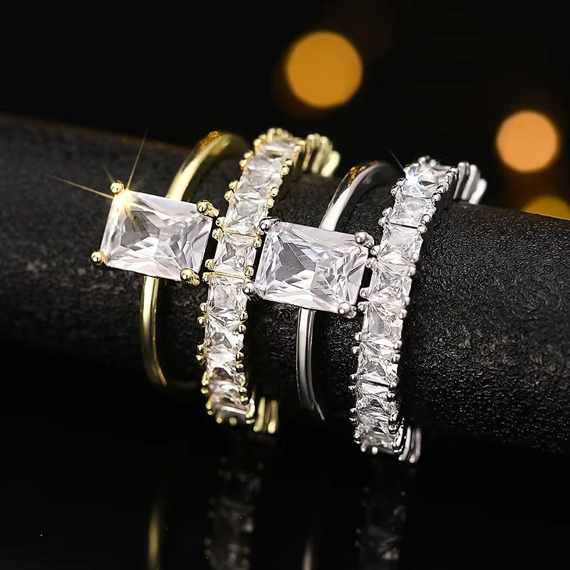 Huitan Ringe, 2-teilig, Zirkonia, Gold, Damen - Bild 2