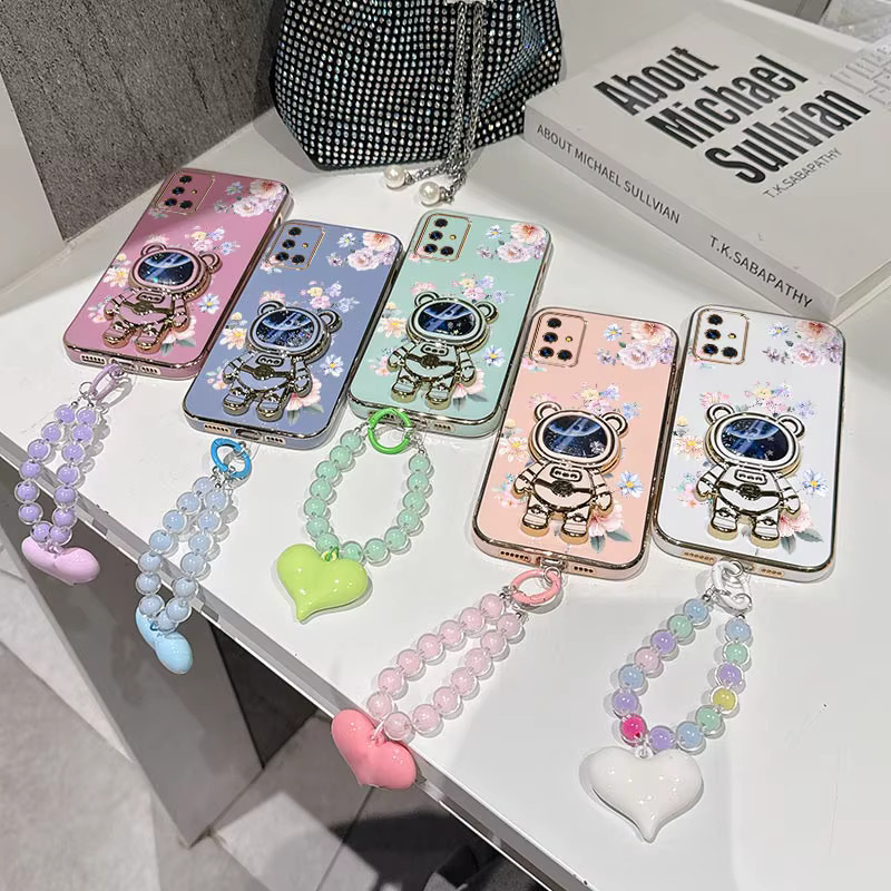Handyhülle mit Blumenmuster und Lanyard für Samsung Galaxy A55 A53 A35 A25 A24 A21S A17 A15 A13 A12 A10 A07 A04 in Weiß und Multicolour - Bild 2