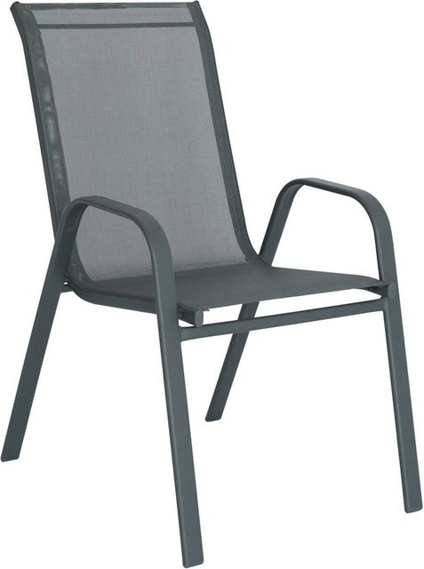 POCOline Gartenstuhl Malta Anthrazit aus Stahl und Textilene mit Armlehnen, stapelbar, Breite: 55 cm, Höhe: 93 cm, Tiefe: 74 cm - Bild 1