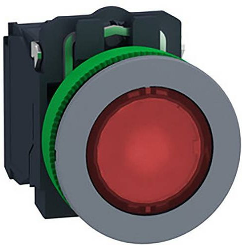 Schneider Electric XB5FW34G5C0 Leuchtdrucktaster aus Kunststoff, rot, 1S+1Ö, 120V, grau - Bild 1