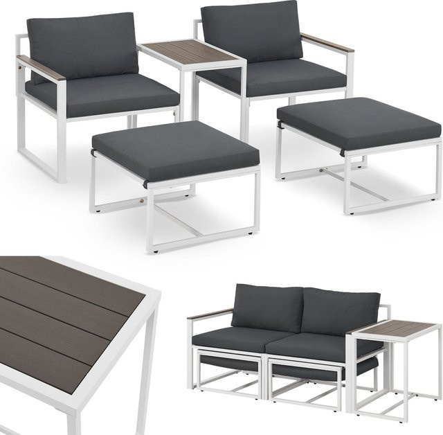 Juskys Gartenmöbel Sofa Set Bari aus Metall in Grau mit modernem Design - Bild 1