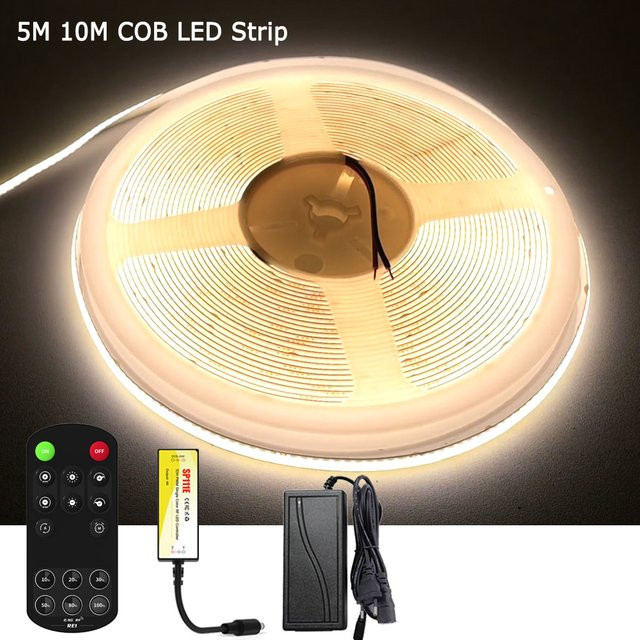 CENFAYA COB LED-Streifen Komplettset mit RF Fernbedienung, 24V, Warmweiß, Dimmbar, für Küchenbeleuchtung und Möbel - Bild 1