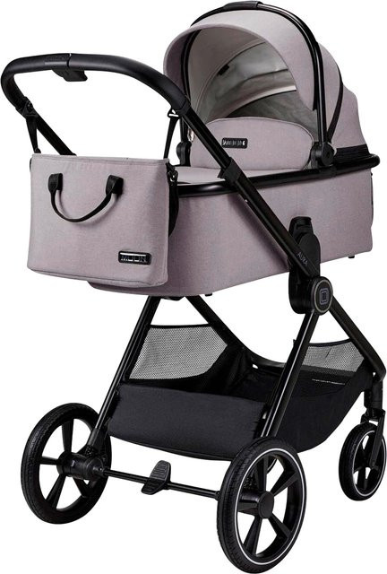 Moon Kombikinderwagen Aura (2026) grau mit Sportsitz, Babywanne und Regenschutz - Bild 1