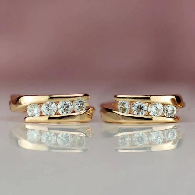 Huitan Temperament Creolen, Gold, Zirkonia, Damen - Bild 1