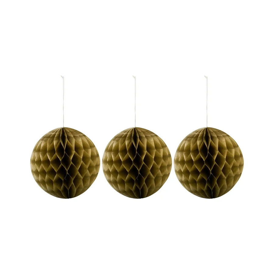 House Doctor Weihnachtsornamente Orb in Gold aus Papier mit Wabendesign, 3 Stück, Durchmesser: 12,5 cm - Bild 1