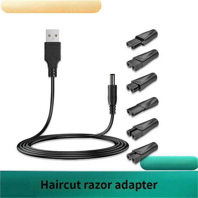 HOMEFISH USB5521 Buchsenadapter in Schwarz mit zwei Anschlüssen und sechs Schnittstellen als Ladekonverter-Set für Haarschneider und Rasierer - Bild 1