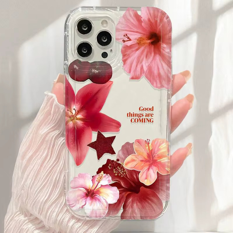 Stilvolle Softcover Schutzhülle mit Kirschblüten-Aufdruck für Apple iPhone, transparent - Bild 2