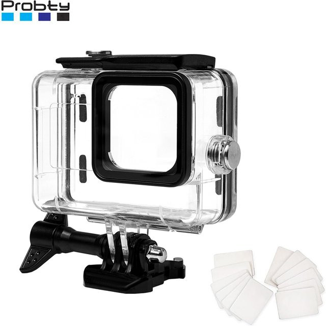 Probty Wasserdichtes Gehäuse für GoPro Hero 9, 10, 11, 12 und 13 Black, Schützende Unterwasser-Tauchhülle in Schwarz und Transparent - Bild 1