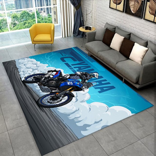 Potdemiel 3D Yamaha Racing Moto Teppich, rutschfest, mehrfarbig, rechteckig - Bild 1