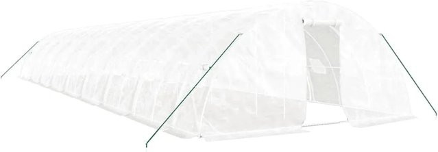 Furnicato Gewächshaus mit Stahlrahmen in Weiß, Fläche: 90 m², B/T/H: 18 x 5 x 2,3 m - Bild 1