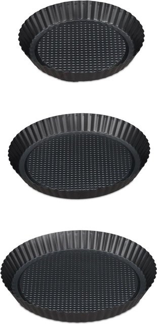 Relaxdays Obstbodenform 3er Set aus Stahl in Anthrazit, antihaftbeschichtet, Durchmesser: 21 cm, 26 cm und 28 cm - Bild 1