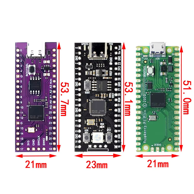 Raspberry Pi Pico Board RP2040 Mikrocomputer mit Dual-Core ARM Cortex-M0+ Prozessor und USB-C Anschluss - Bild 2