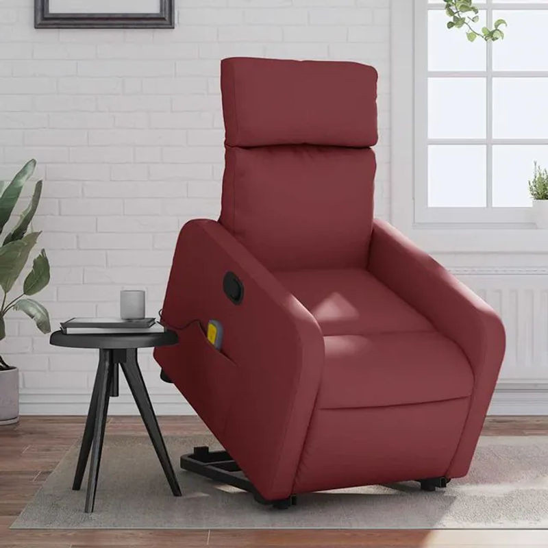 Vidaxl Relaxsessel Aufstehhilfe Massagesessel in Rot aus Kunstleder - Bild 1