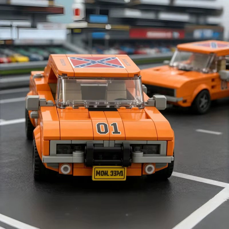 Bandai Amerikanisches Muscle-Car, Baustein-Automodell, mit Puppenfigur, Orange - Bild 3