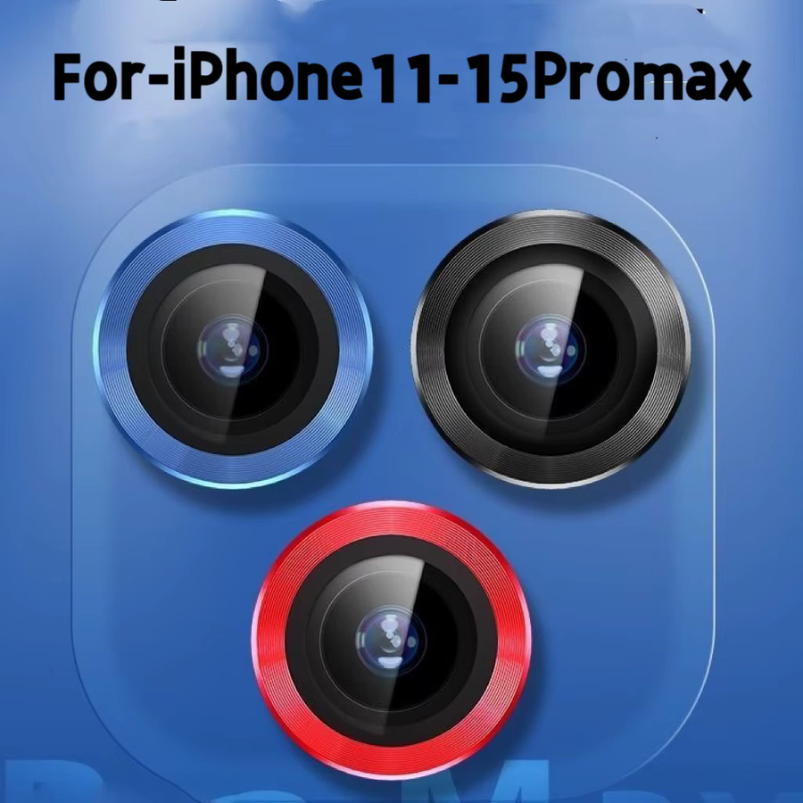 Aruiser Metall-Kameraobjektivschutz aus 9H gehärtetem Glas für iPhone 15 Pro Max, 14 Pro Max, 15 Plus, 13, 12, 11 und Mini in Blau - Bild 2