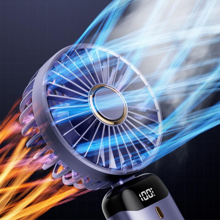 JQIQLY Mini-Handhalsventilator mit LED-Digitalanzeige und 5 einstellbaren Stufen, USB-wiederaufladbar, Grün - Bild 9