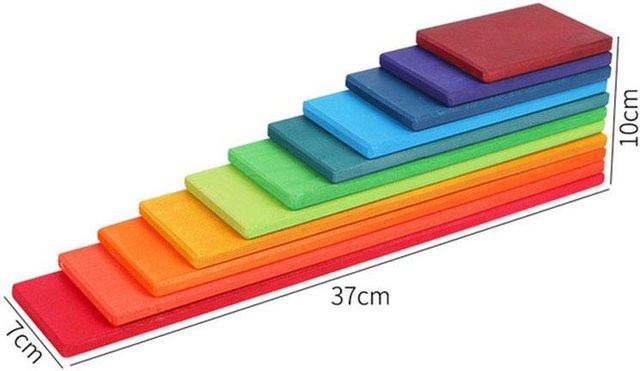 Waldburg Montessori Regenbogen Baustein, Massivholz, Lernspielzeug, ab 3 Jahre - Bild 1