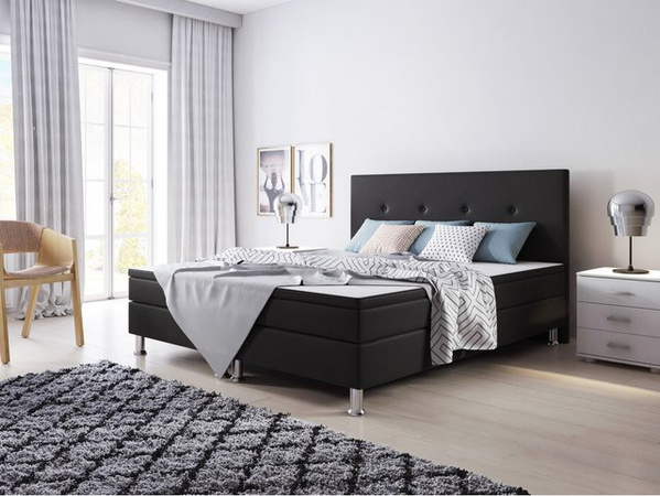 Inter Trading Boxspringbett Jump BEST in Schwarz aus Webstoff mit Bonell-Federkern, B/T: 180 x 200 cm