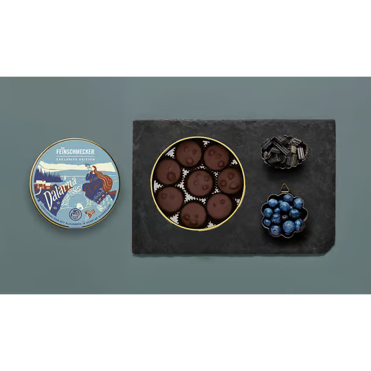 Goldhelm Blaubeerpraline mit Lakritze in dunkler Schokolade 80 g - Bild 2