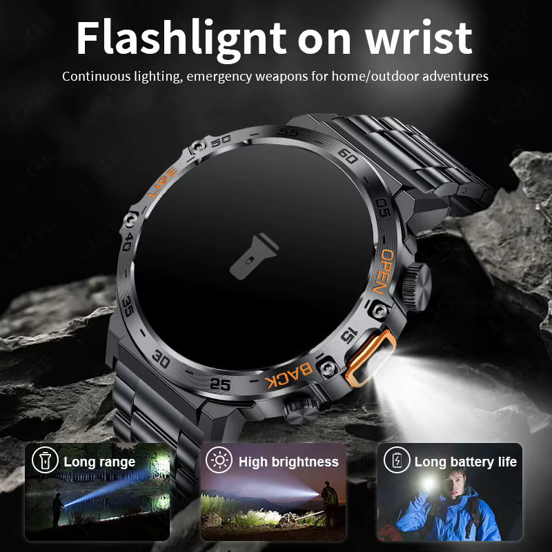 LIGE Smartwatch für Herren in Schwarz mit Bluetooth-Anruffunktion, 3ATM wasserdichtem Sport-Fitness-Armband, Gesundheitsmonitor und Taschenlampe mit über 100 Sportmodi - Bild 4
