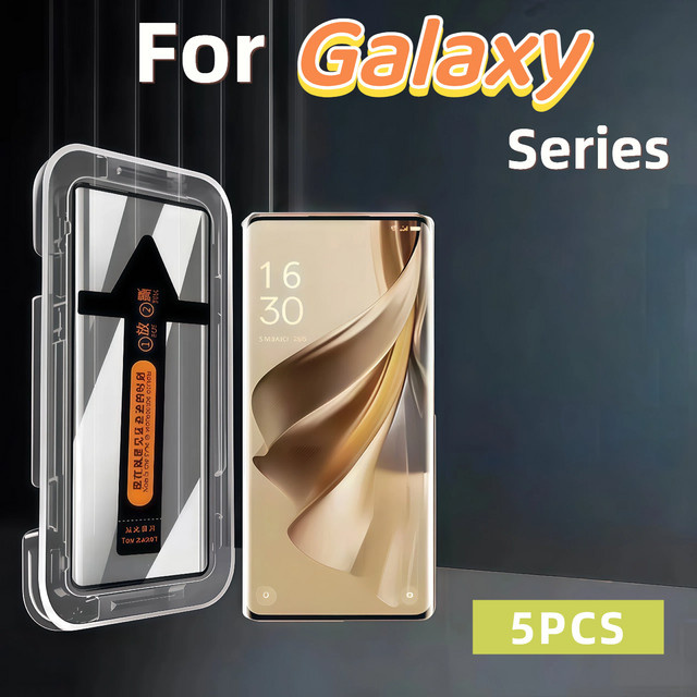 5er-Pack Samsung Galaxy S24 S23 S22 S21 Plus Ultra Displayschutz aus gehärtetem Glas, transparent, inklusive Installations-Kit - Bild 1