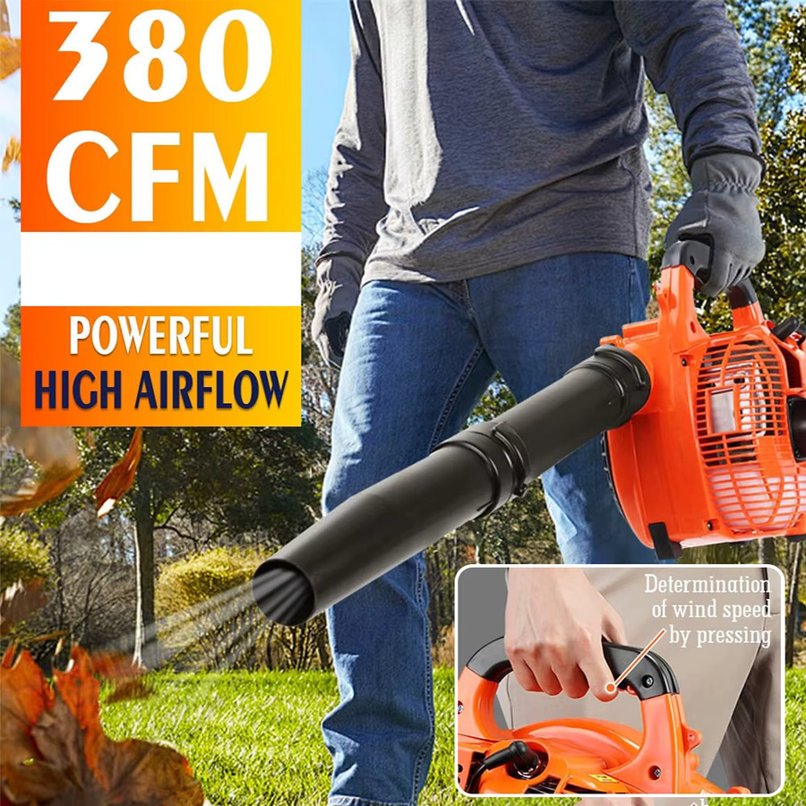 Podofo 26CC 2-Takt Benzin-Laubbläser in Orange mit 0,65 l Öltank für die Garten- und Hofreinigung - Bild 3