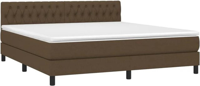 vidaXL Boxspringbett mit Matratze in Dunkelbraun, Hybridbett mit LED-Unterbettbeleuchtung und USB-Ladeport, B/T: 180 x 200 cm - Bild 1