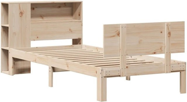 vidaXL Bücherregalbett aus Massivholz Kiefer mit Kopfteil und Regal, B/T/H: 75 x 190 x 82 cm - Bild 1
