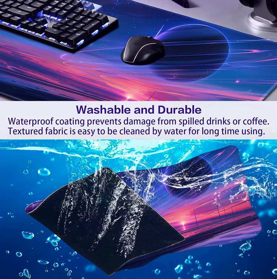Anime Landschaft Mauspad mit Space Planet Design, XXL Gaming Schreibtischunterlage in Multicolour für Laptop und Tastatur - Bild 5