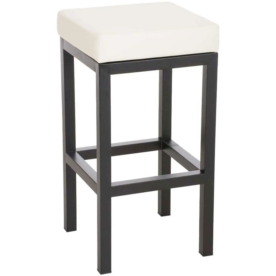 DELUKE Barhocker KIEL ohne Lehne aus Kunstleder in Creme mit Stahlgestell, Höhe: 85 cm - Bild 2