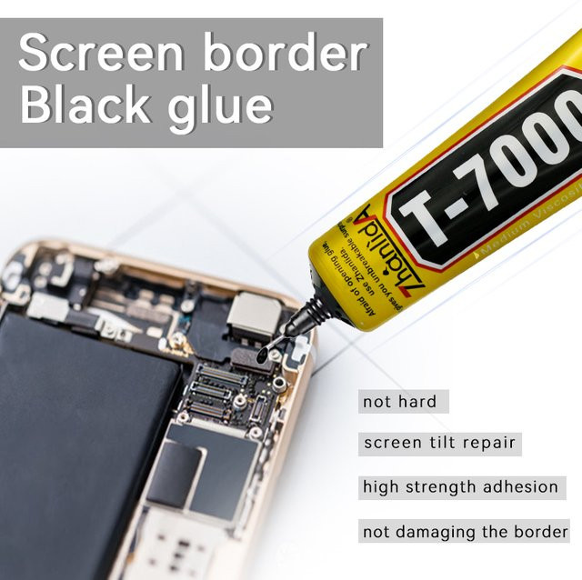 Zhanlida T7000 Kontaktklebstoff Schwarz für Handy- und Tablet-Reparaturen mit Feinadern-Applikator - Bild 1