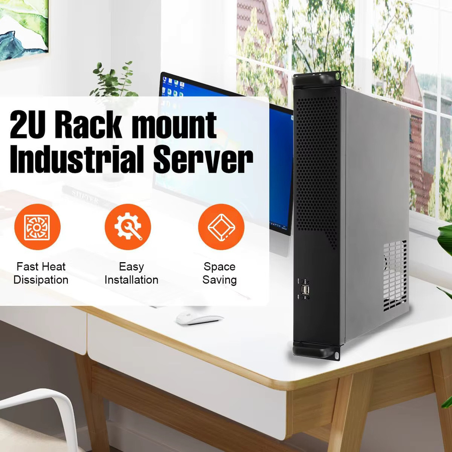 Kompaktes 2U Rackmount-Servergehäuse für industrielle Steuerungen und Datenspeicher in Schwarz - Bild 5