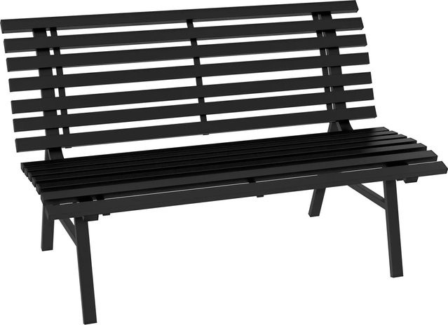 Outsunny Gartenbank aus Aluminium in Schwarz für Garten, Balkon und Terrasse, B/T/H: 123 x 67 x 79 cm - Bild 1